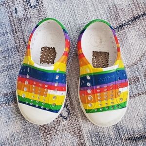 Native Kids Multi Rainbow Stripe Slip-on Waterproof Shoes Szc4